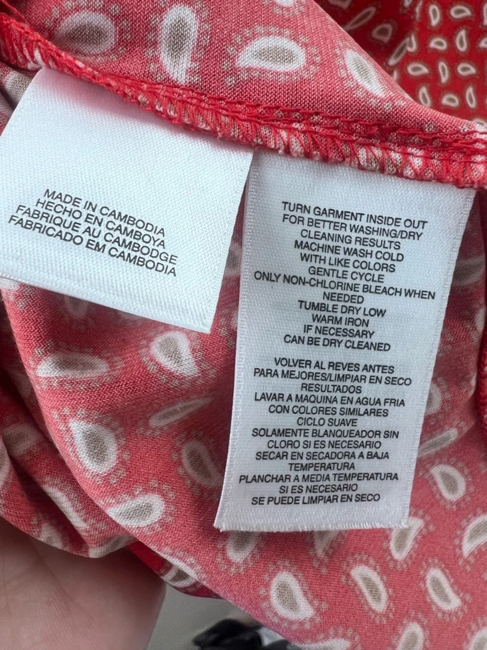 Jones NY Signature Large Paisley Blouse Layered Collar, Golden Buttons, Classic - Picture 9 of 10